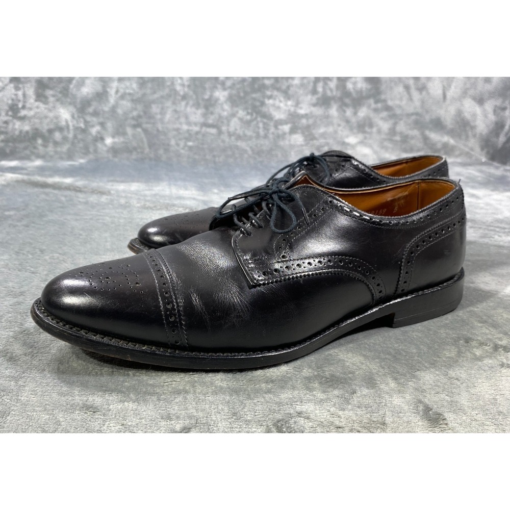 Allen Edmonds Sandford Black Cap Toe Brogue Derby Oxford Shoes Men 12 D Leather
